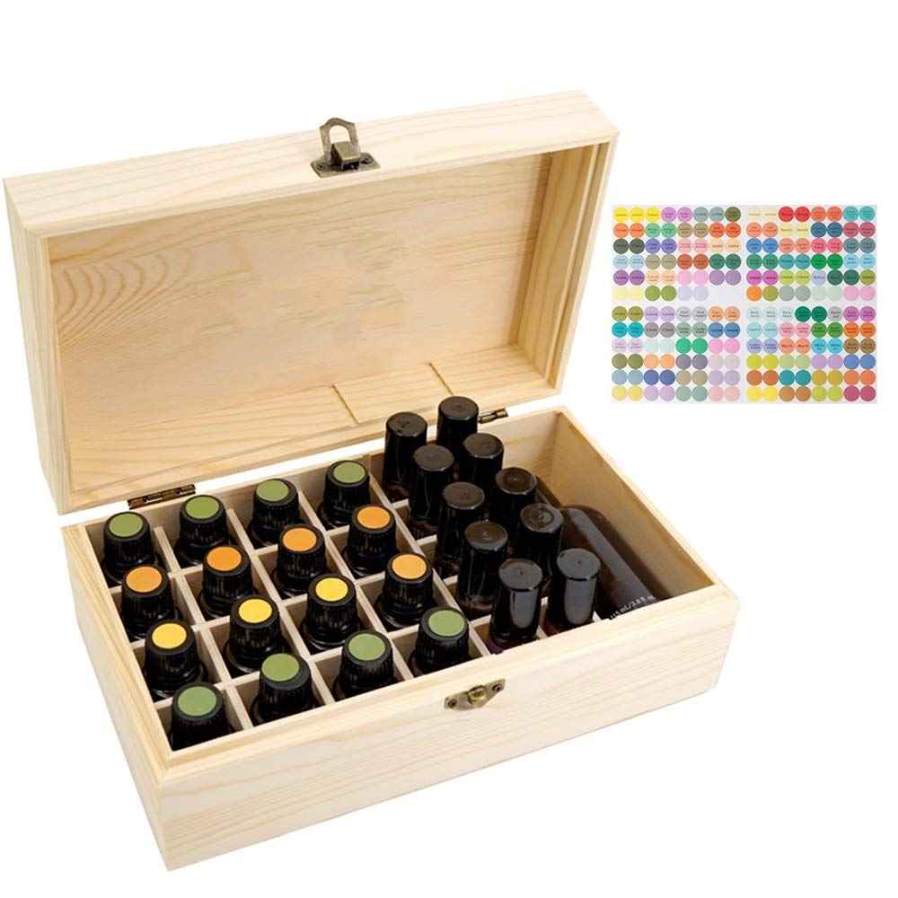FantasyDay Essential Oil Storage Box Case,Essential Oil Storage Tier,Wooden Organizer Holds 36 Bottles 5 mL, 10 mL and 15mL Sizes,for Travel, Presentation, Nail Polish