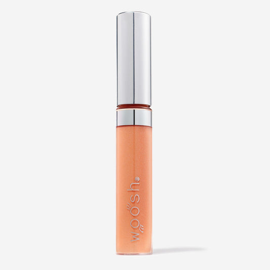 Woosh Beauty, Spin-On Lip Gloss, Hydrating Hyaluronic Acid & Shea Butter, No Fine Lines, Shine Finish, Vegan & Cruelty-Free, (Glam Peach)