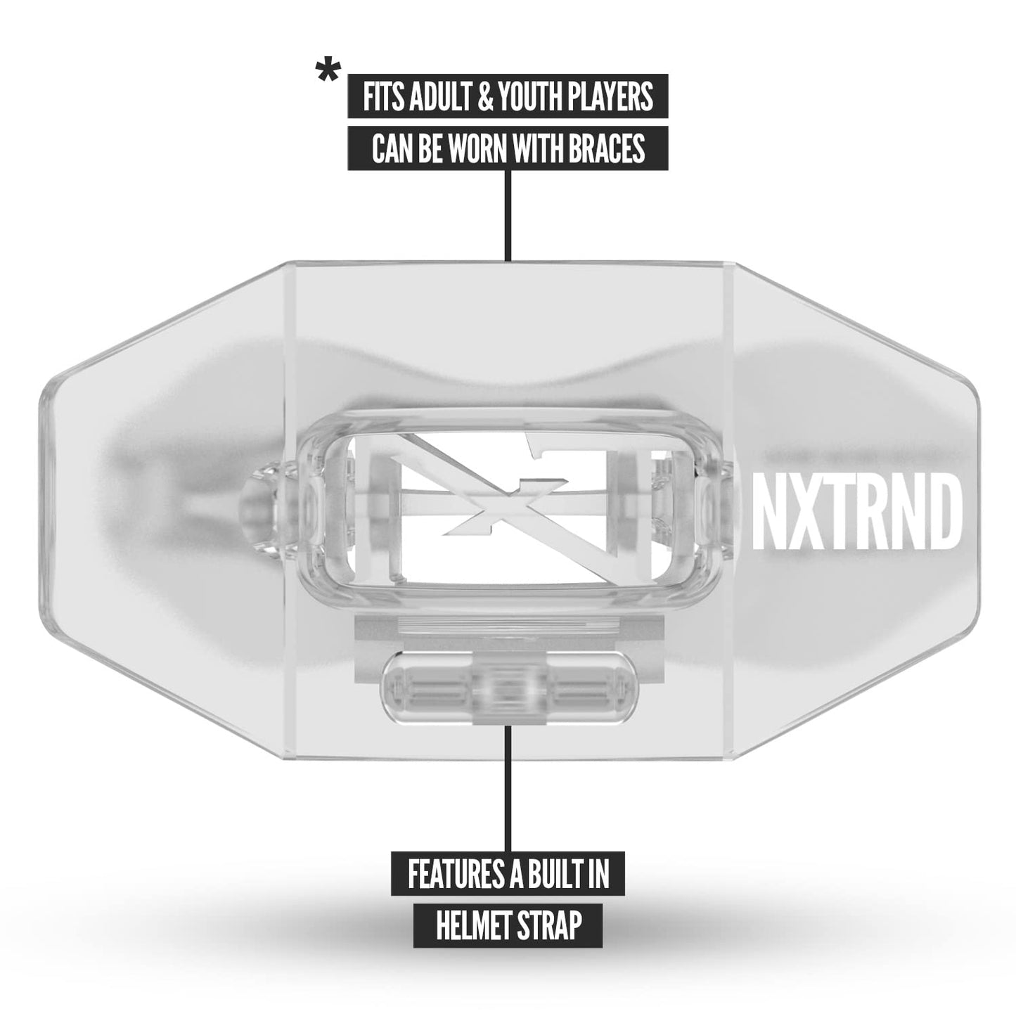 Nxtrnd Two Football Mouth Guard, Football Mouthpiece with Strap, Fits Adult & Youth (Transparent)