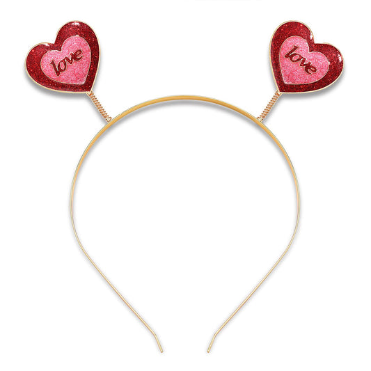 Heart Headbands for Women Girls Valentine's Day Headband Rhinestone Glitter Love Heart Tiara Hair Hoop Girlfriend Wife Gifts (C Love Heart Headband23)