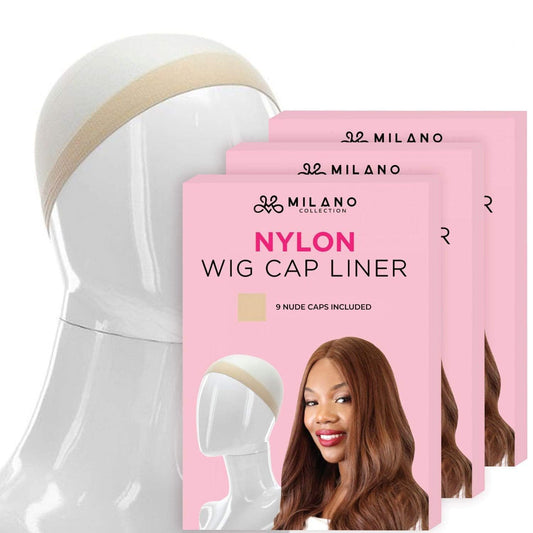 MILANO COLLECTION Wig Caps for Women | Premium Breathable, Stretchable, Nylon Bald Wig Cap Liner Stocking for Wigs and Lace Front Wigs, Hair Cap, Nude, 3 Packs of 9 Caps, 27 Count