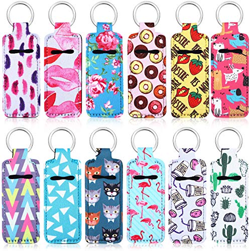 Frienda 12-Pack Lipstick Holder Keychain with Neoprene Sleeve