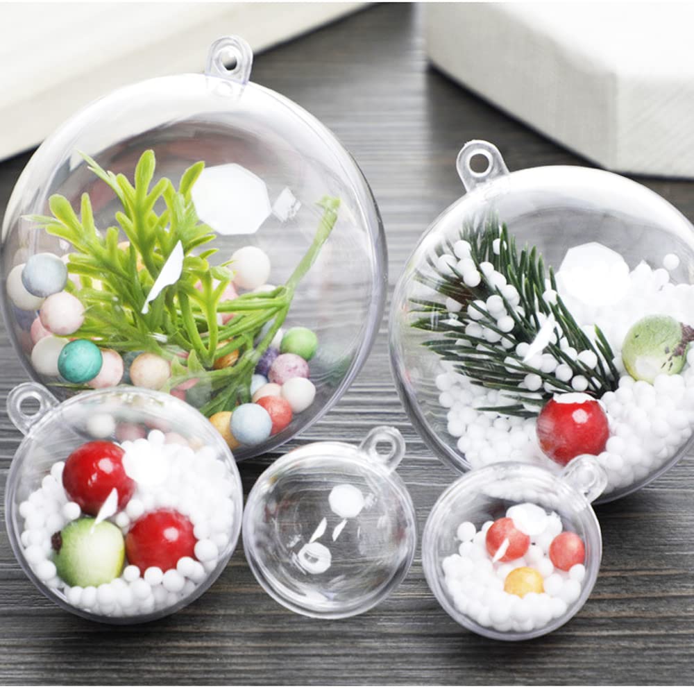 7Queen Extra Large Clear Ball Ornaments, 160mm/6.3inch=2PCS Giant Fillable Christmas Balls Shatterproof Ornament Baubles for DIY Crafts Christmas Wedding Party Decor