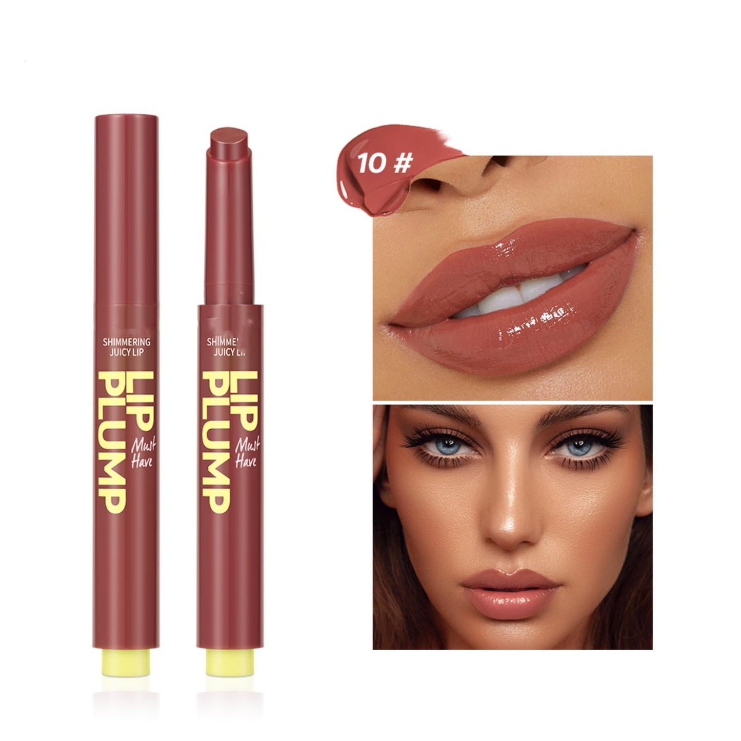 MAEPEOR Hydrating Lip Plumper 12 Colors Moisturizing Shiny Juicy Lip Balm Long Lasting Nourishing Lip Pluming Balm（Color 10)