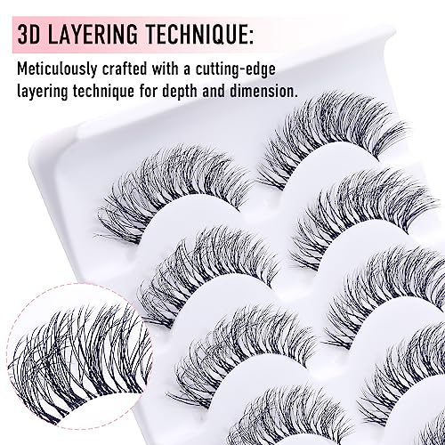 Natural Strip Lashes Clear Band 8-15mm Cat Eye D Curl