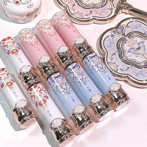 Flower Knows Butterfly Cloud Collar Glossy Lipstick,Hydrating Solid Lip Gloss,Moisturizing Pink Tinted Lip Balm,Long Lasting Lip Gloss in Balm for Girls&Women,(C05 Peach Blossom)