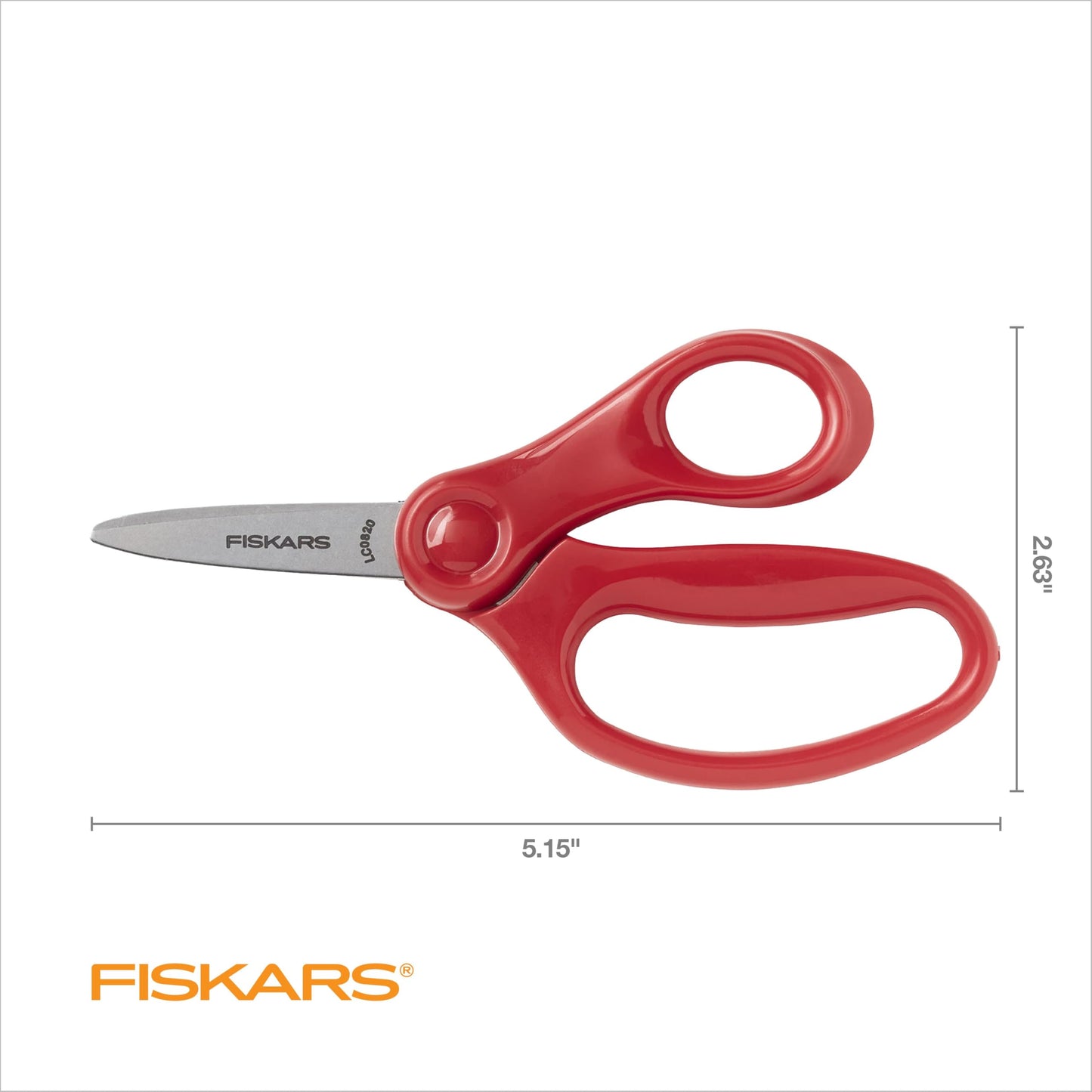 Fiskars 5" Pointed-Tip Scissors for Kids Ages 4-7, Scissors for School or Crafting, Back to School Supplies, Red