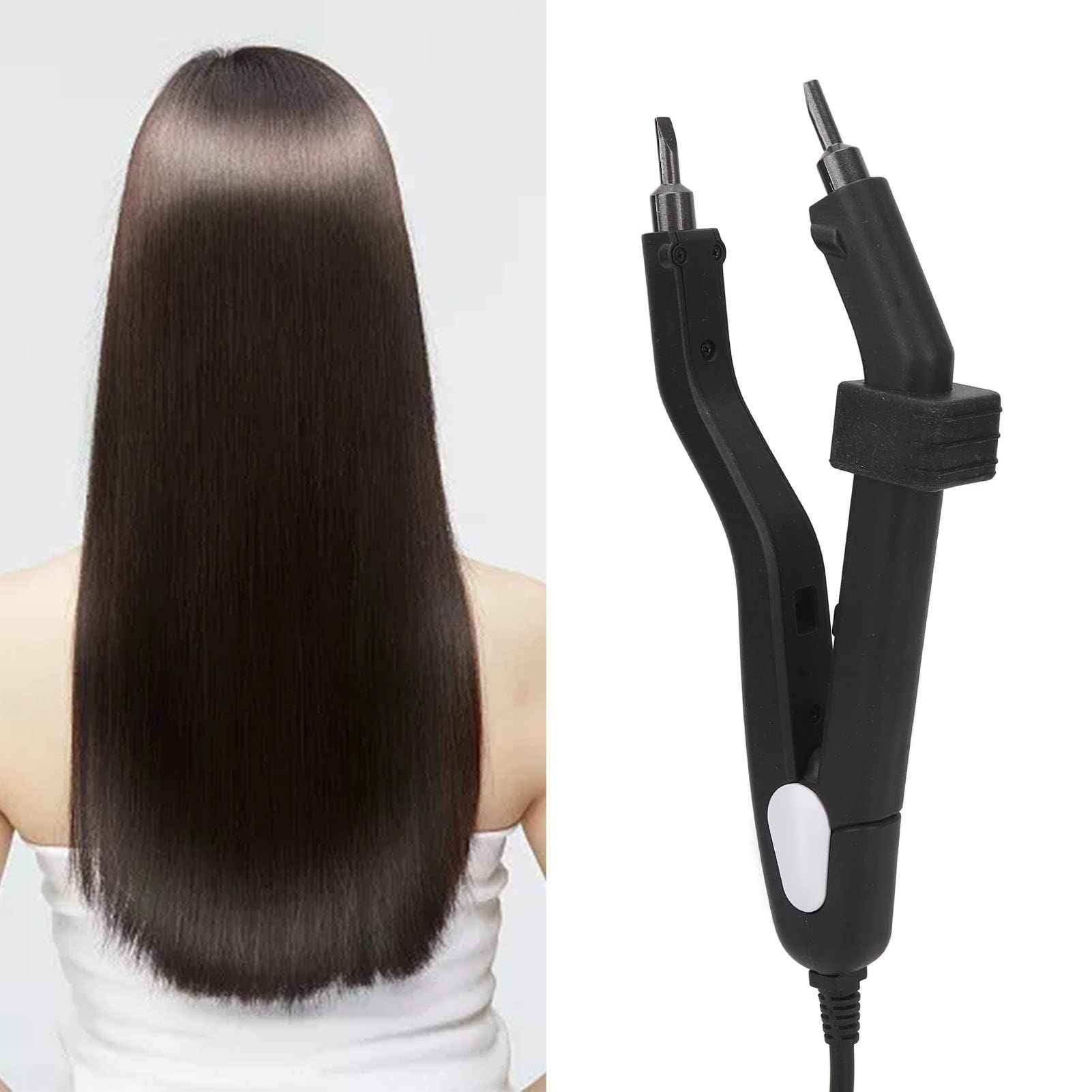 Hair Extensions Tool, Temperature Change Professional Even Heating Heat Iron Connector Easy To Clean Stylish For Hair Salon (US Plug)