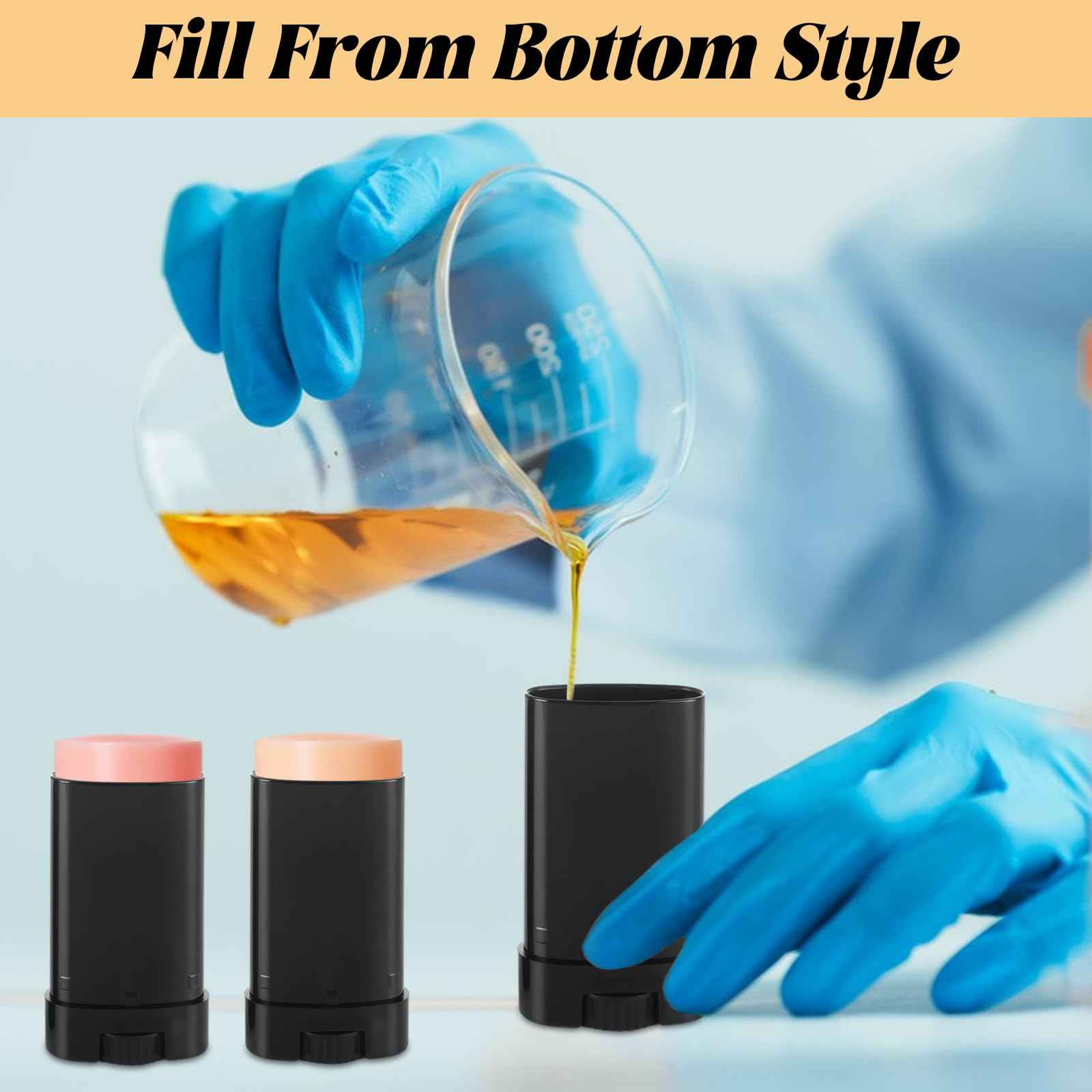 LOPYXBR 100 PCS 0.5 Oz/15 Ml Empty Deodorant Containers Black Oval Twist-Up Filling Stick 15 Ml Refillable Deodorant Tubes Empty Black Lotion Bar Sticks for Homemade Deodorant, DIY Lip Balm