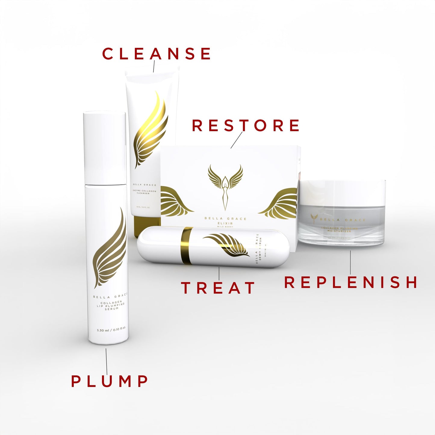 Bella Grace Vegan Collagen Lip Plumper Serum, Vitamin E, Peptides, Hydrating Lip Care Fuller Plumper Looking Lips, Supports Wrinkles, Fine Lines, Elasticity, Paraben, Sulfate & Cruelty Free, 0.1 fl oz