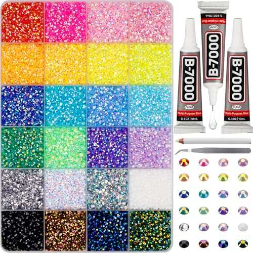 Worthofbest 33,000 Pcs 3mm Flatback Rhinestone Kit with B7000 Glue & Tools
