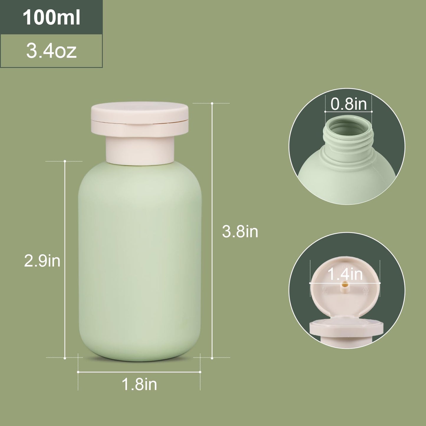 ASEVAT Leak Proof Travel Bottle with Flip Cap, Shampoo and Conditioner Bottle Set, Refillable Containers for Lotion, Cream Shampoo (Green+Blue+Pink, 3.4 Ounces)