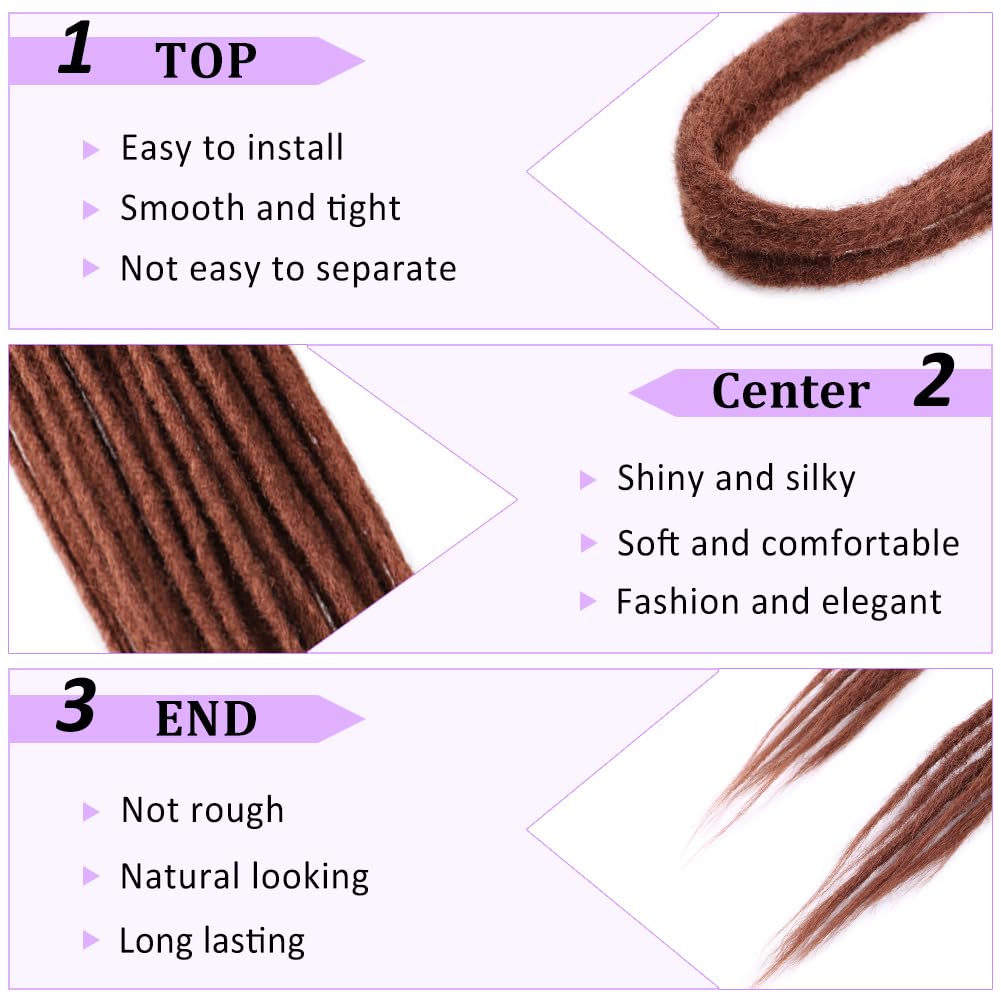 BUFENGSUN Synthetic Double Ended Dreadlock Extensions 20inches 10 Strands Thin Soft DE Dreads Extensions for Women (Straight 10 Strands, #350)