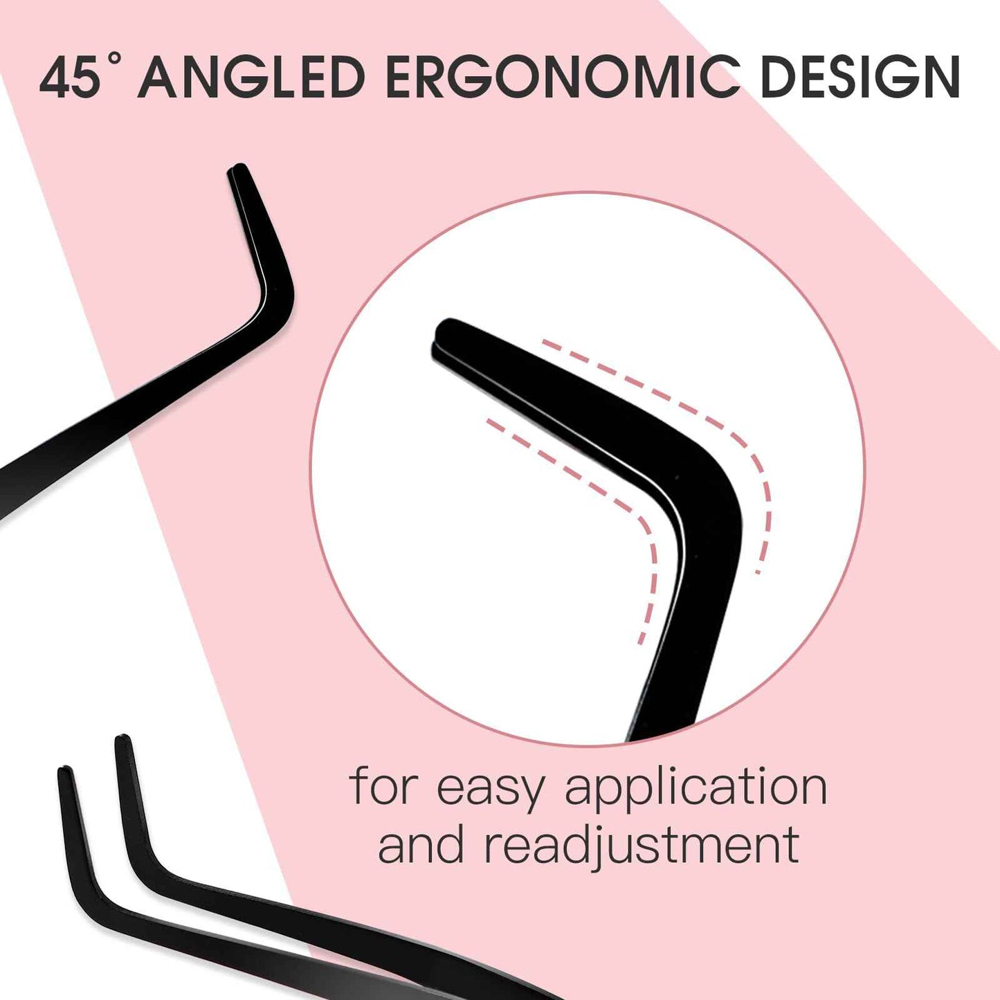 Miuffue Lash Applicator Tool DIY Eyelash Applicator Stainless Steel Curved Eyelash Tweezers for Cluster Lashes (Black)