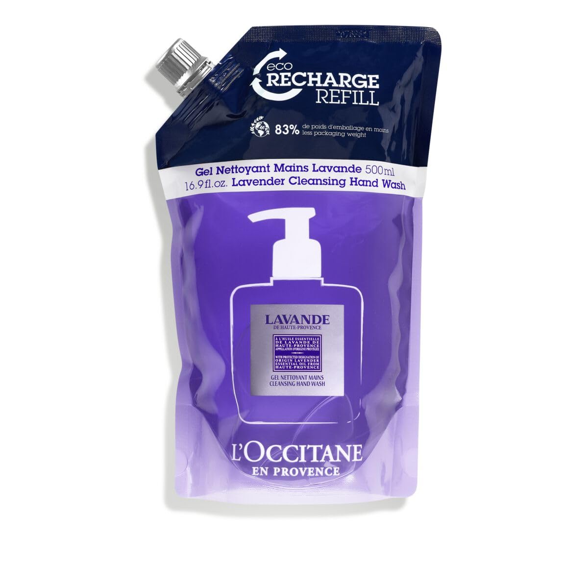 L'Occitane Lavender Cleansing Hand Wash Refill, 16.9 Fl Oz: Relaxing Aroma, Lavender From Provence, Gently Cleanse, Vegan, All Skin Types, Reduce Waste