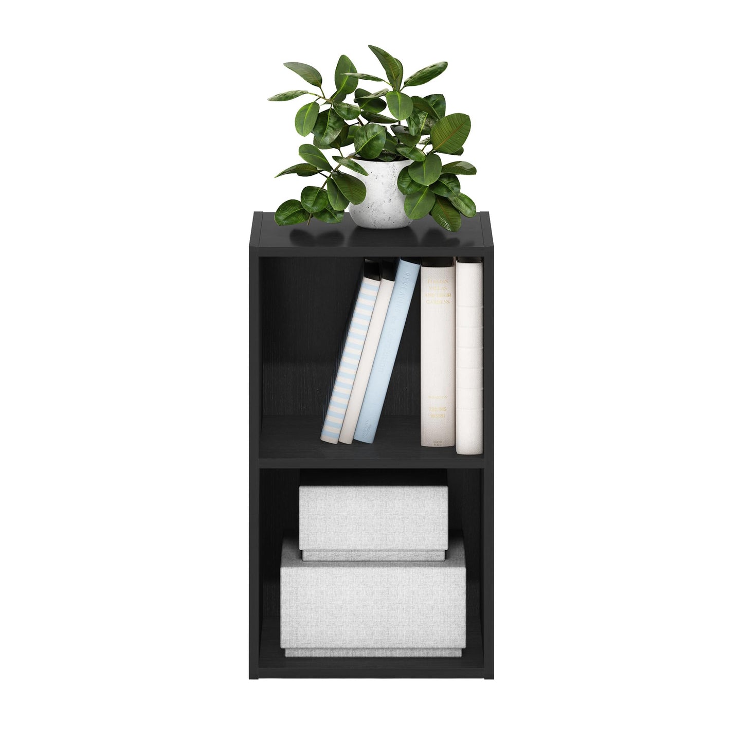 Furinno Luder Bookcase / Book / Storage, 2-Tier Cube, Blackwood