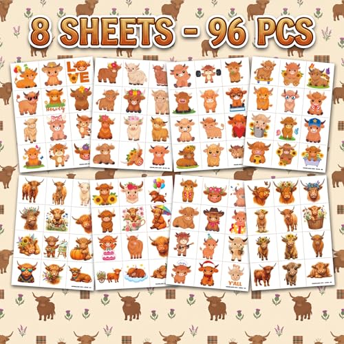 96 Pc Cow Print Temporary Tattoos for Kids - Farm Theme Party Favors