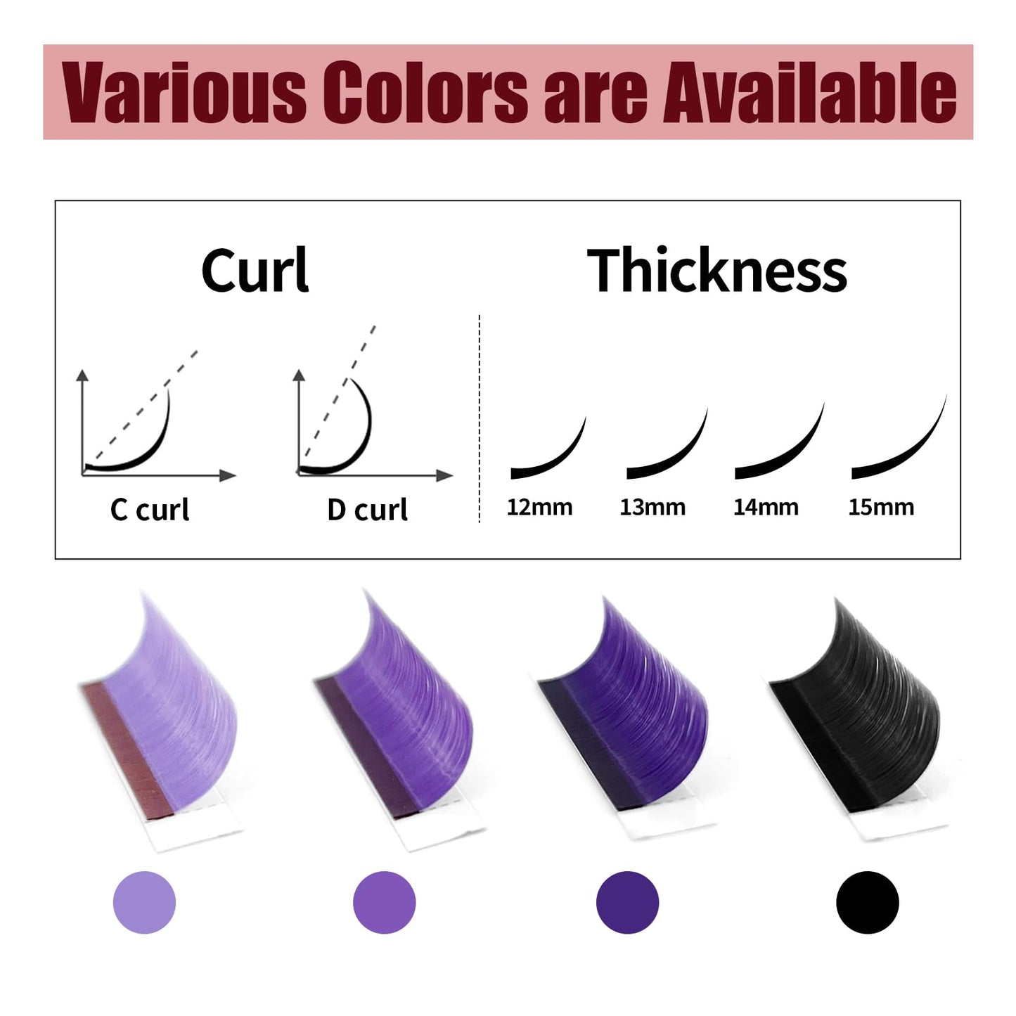 Colored Lash Extensions, 32 Rows Cashmere lash extensions, 0.07 D Curl Lash Extensions, 12-15mm Mix Classic Lash Extensions, Single Lash Extensions for Professional(32 Rows-Purple Ombre 0.07-D 12-15）