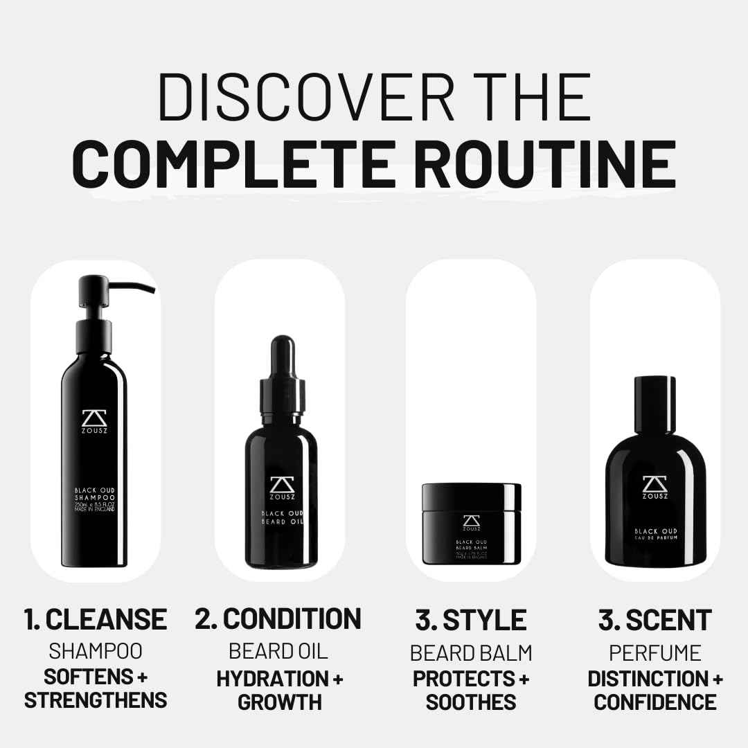 ZOUSZ Gold Oud Beard Oil for Men – Premium Beard Growth & Conditioning Oil with Argan & Organic Oils – Softens, Strengthens & Moisturizes – Non-Greasy Vegan Grooming Gift – 30ml