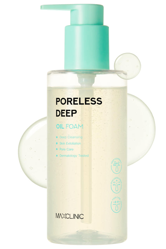 MAXCLINIC Poreless Deep Oil Foam Cleanser - Oil to Foam Face Wash Cleanser w/AHA BHA PHA, Hyaluronic Acid, and 6 Botanical Oils for Pore Care & Daily Makeup Cleansing - Korean Skincare (3.72 fl oz)