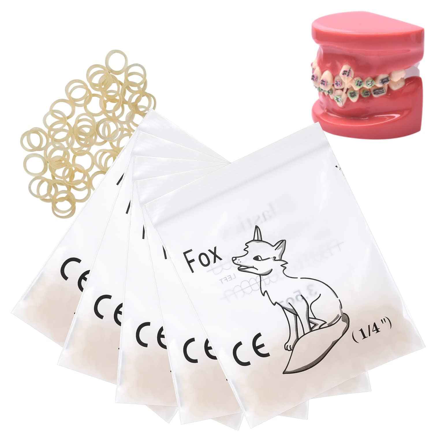 ANNWAH 500 pcs Rubber Bands for Braces,elastics for braces Fox 4.5 Ounces,Heavy Rubber Traction Bands 1/4" (100 Pieces/Pack)