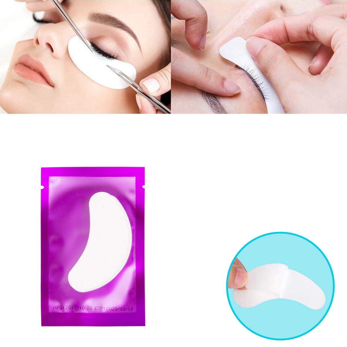 3x100 Packs Combination Set-Eye Pads for Lash Extensions & Eyelash Mascara Brushes Wands & Glue Rings Holder Eyelash Extension Rings Beauty Tools