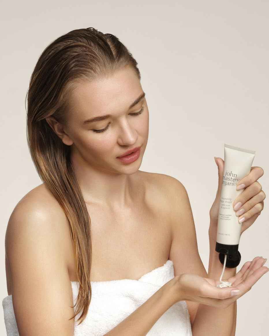 John Masters Organics – Nourishing Hair Mask | Rose and Apricot | Deep Conditioning Hair Mask | Scalp Treatment | Avocado | Silicone & Paraben Free | Cruelty Free| Haircare for Men & Women (5 oz.)