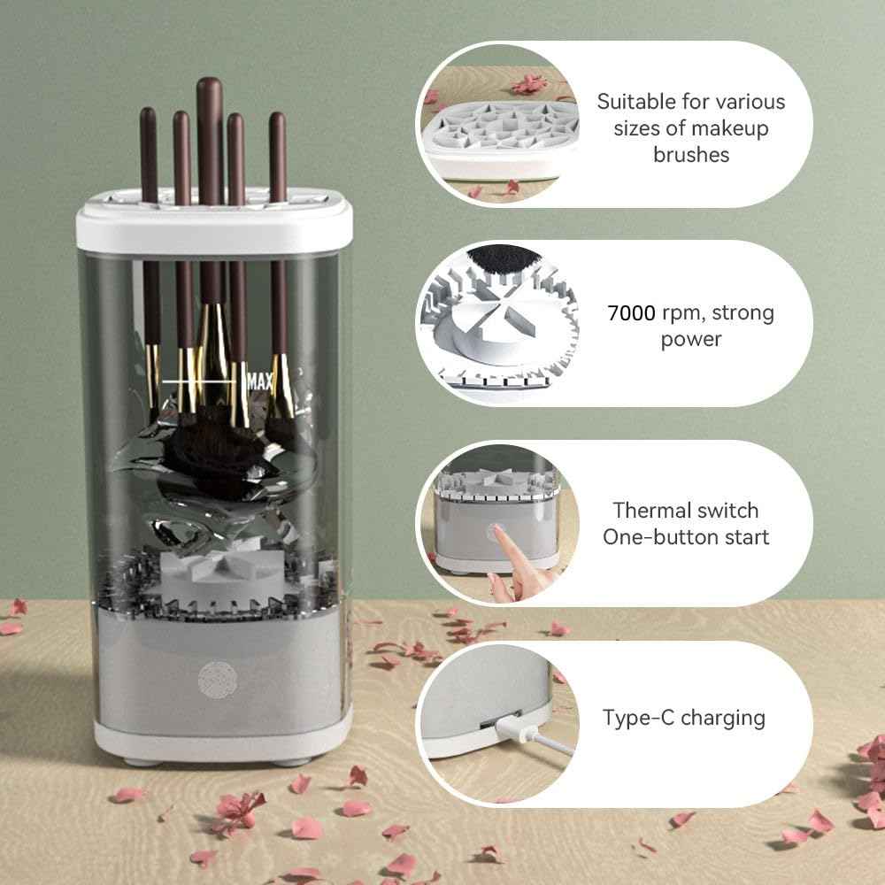 Makeup Brush Cleaner Machine - Electric Make up Brushes Cleaner Cleanser for All Size Beauty make up Brush, makeup brush and sponge cleaner with Dryer