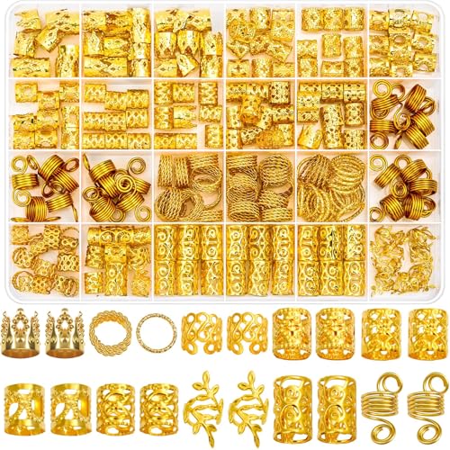 220 Pcs Gold Hair Jewelry for Braids & Dreadlocks - Lucomb