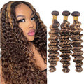 Freiuoke 300g Honey Blonde Deep Wave Bundles - Unprocessed Virgin Hair 26-30 Inch