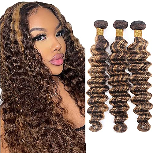 Freiuoke 300g Honey Blonde Deep Wave Bundles - Unprocessed Virgin Hair 26-30 Inch