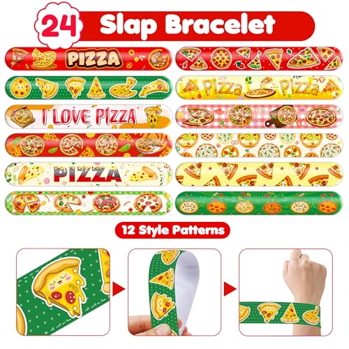 72-Piece Pizza Party Favors Set - Tattoos & Slap Bracelets