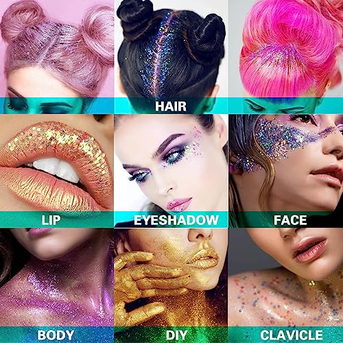 MEICOLY Gold Body Glitter,Yellow Face Glitter,Music Festival Accessories Outfits for Women,Hair Glitter for Kids,Sparkle Gold Chunky Body Glitter for Country Concert,Mardi Gras Accessories