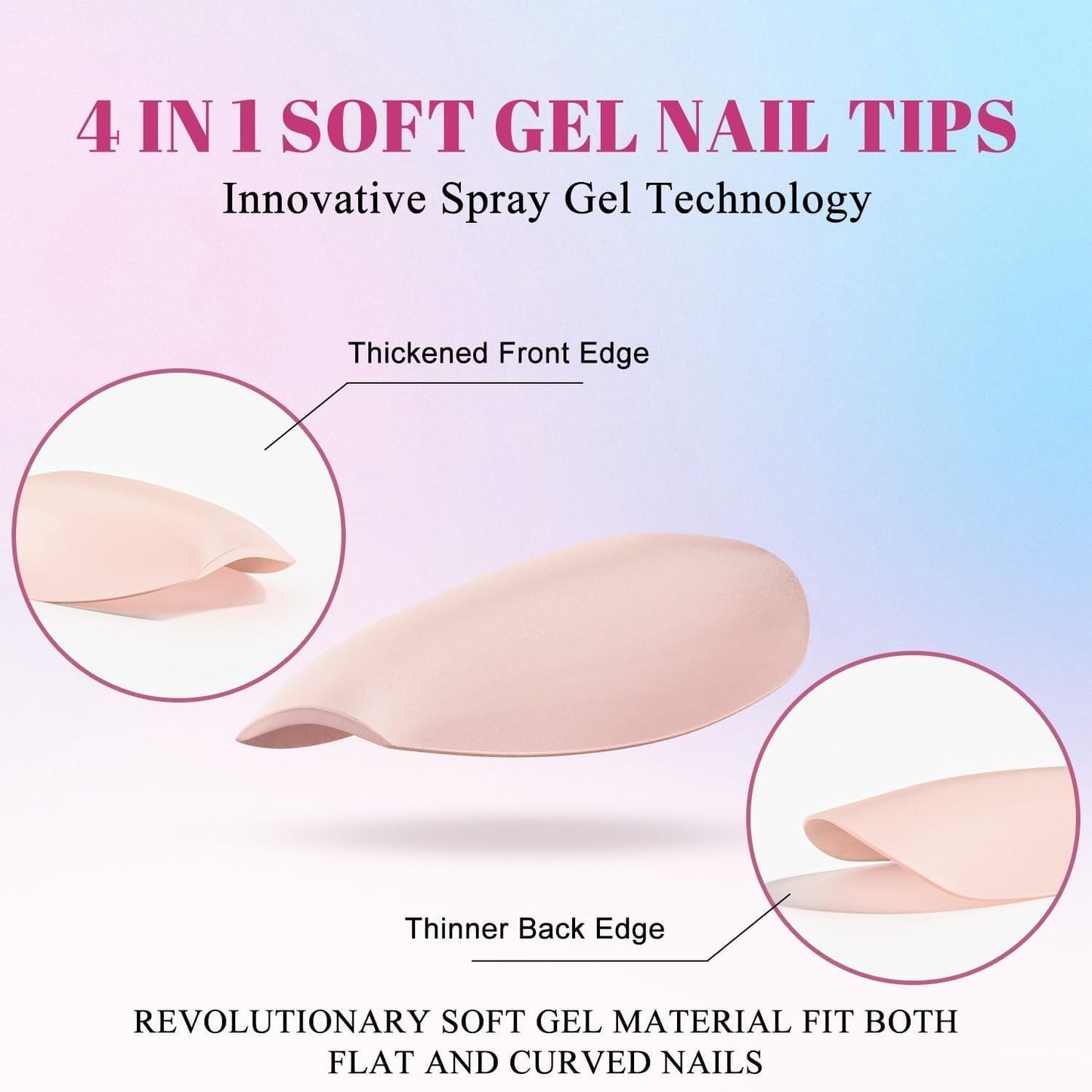 Nude Pink Gel X Nail Tips Medium Short Coffin Gel X Nails Pre-colored Gel X Tips Medium Press on Nails Pre Applied Tip Primer Soft Gel Nail Tips Natural Acrylic Fake Nails Extensions for DIY, 300Pcs