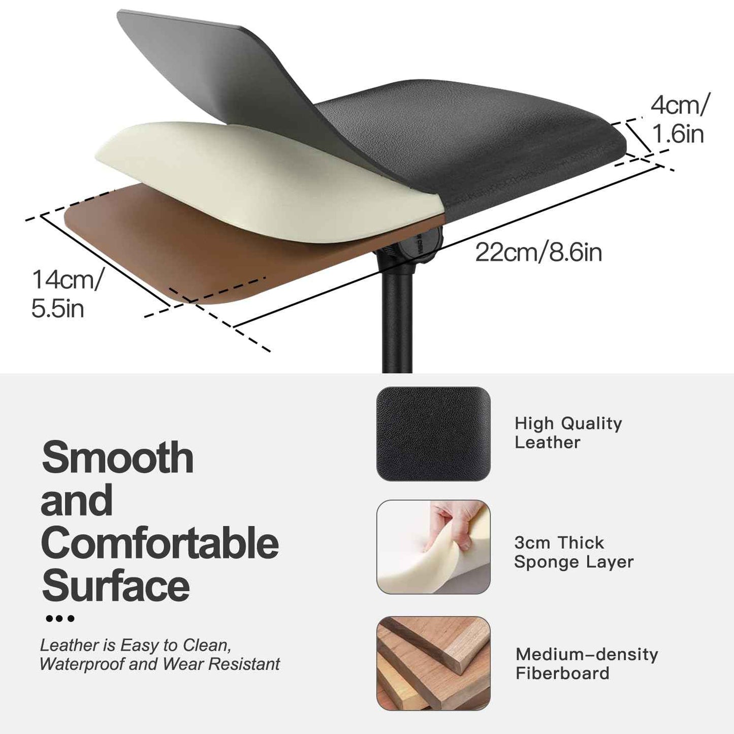 Tattoo Arm Rest Stand with Tray Tattoo Armrest Stand PU Leather Sponge Covers 50PCS Waterproof Square Tattoo Leg Rest Stand Foldable Sponge Pad Tripod with Adjustable Height and Tilt Arm Bar Pad