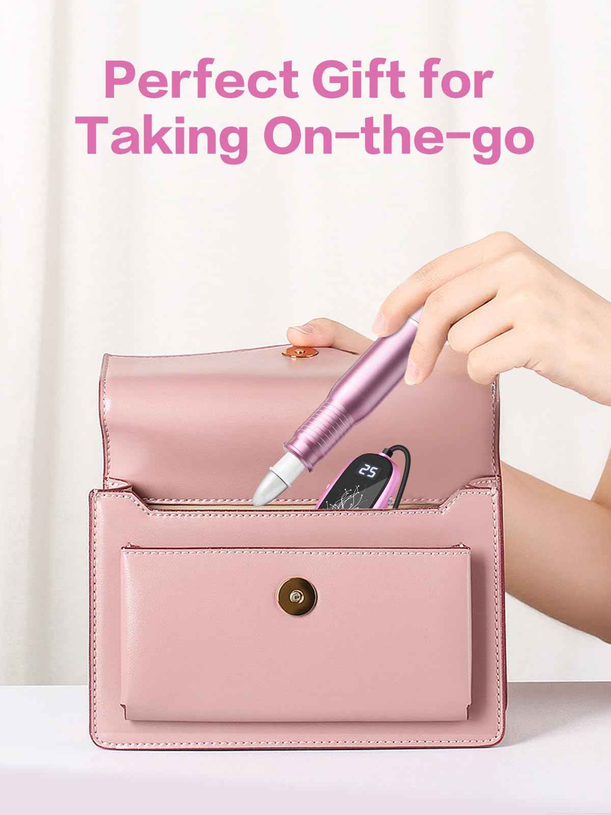 Subay Professional Manicure Pedicure Kit, Electric Nail Drill Set with LED Display, 25000RPM, 11-Piece Attachments Plus 20 Sanding Bands, Nail Grinder Tool for Women Men Baby Pets, with Dust Brush