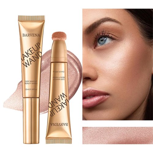 BARVENA Liquid Highlighter Wand，Liquid Highlighter Makeup Wand For Luminous, Glowing Skin, Buildable Formula, Vegan & Cruelty-Free Highlighter stick (Bare Rosé)