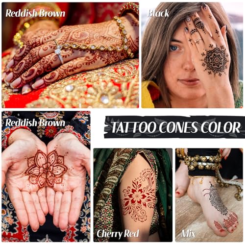 InkForge Temporary Tattoo Cones Kit, 14 Pcs 3 Colors