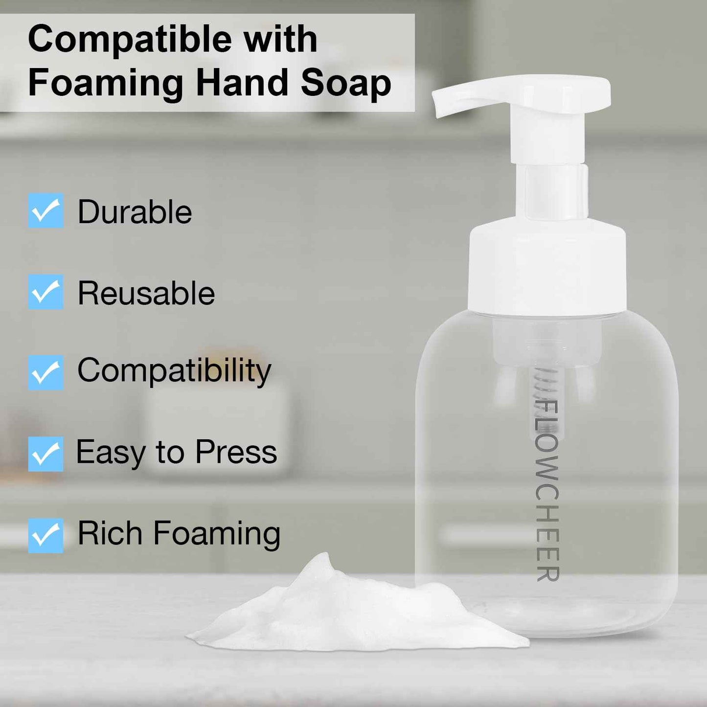 flowcheer Foaming Hand Soap Tablet Refills+ Pump Bottle Dispenser 12 OZ/350 ML Refillable with 12 Pack Variety Fragrance Soap Refills Tablet