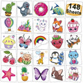 148 Temporary Tattoos for Kids - Mixed Styles Sheet Set