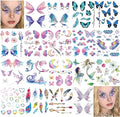 Glitter Temporary Tattoos for Women - 18 Sheets Butterfly Flower