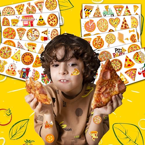 102 PCS Pizza Temporary Tattoos for Kids | Party Favors