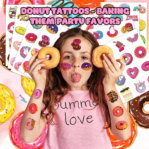 96 Donut Temporary Tattoos for Kids Birthday Party Favors