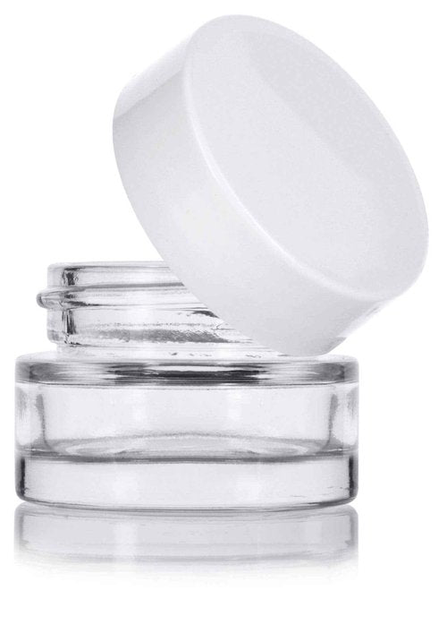 Clear Glass 0.25 oz Thick Wall Balm Jars with White Foam Lined Smooth Lids (12 pack)