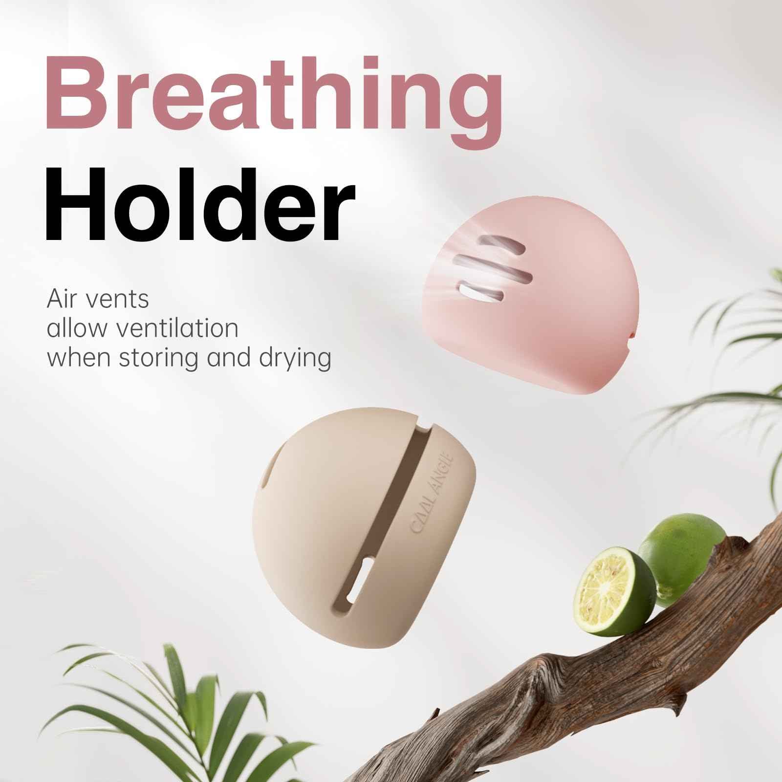 COOL-ANGLE Silicone Makeup Brush Holder And Beauty Sponge Case, Travel Makeup Brush Case With Magnetic Closure, Makeup Sponge Holder 2 In 1 Stand Storage For Quick Drying Khaki