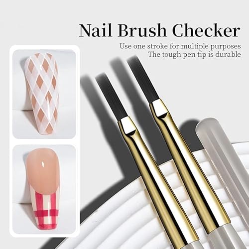 Ombre Nail Art Brush ? Thin Striping & Checker Painting Tool for Acrylic Nails, Poly Gel Design, Manicure Detail & Gradient Effects, Professional Nail Drawing Accessory