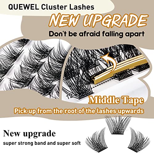 QUEWEL Cluster Lashes 72 Pcs C/D Curl 8-16mm DIY Eyelash Extensions