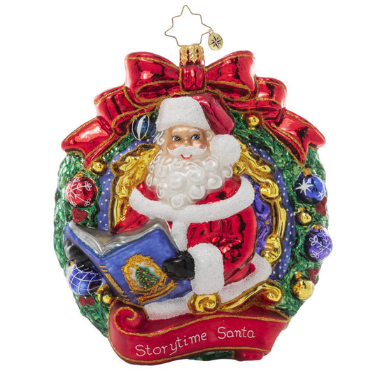 Christopher Radko Hand-Crafted European Glass Christmas Tree Ornament Decoration, Santa's Story Time