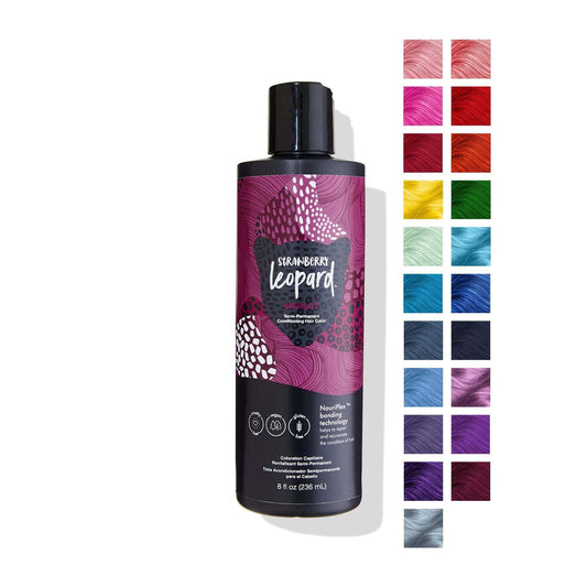 Strawberry Leopard Merlot Semi Permanent Conditioning Hair Color, Repairs and Rejuvenates Hair, All hair Types and Textures, Vegan, Cruelty-Free, Gluten-Free, 8 Fl. Oz.