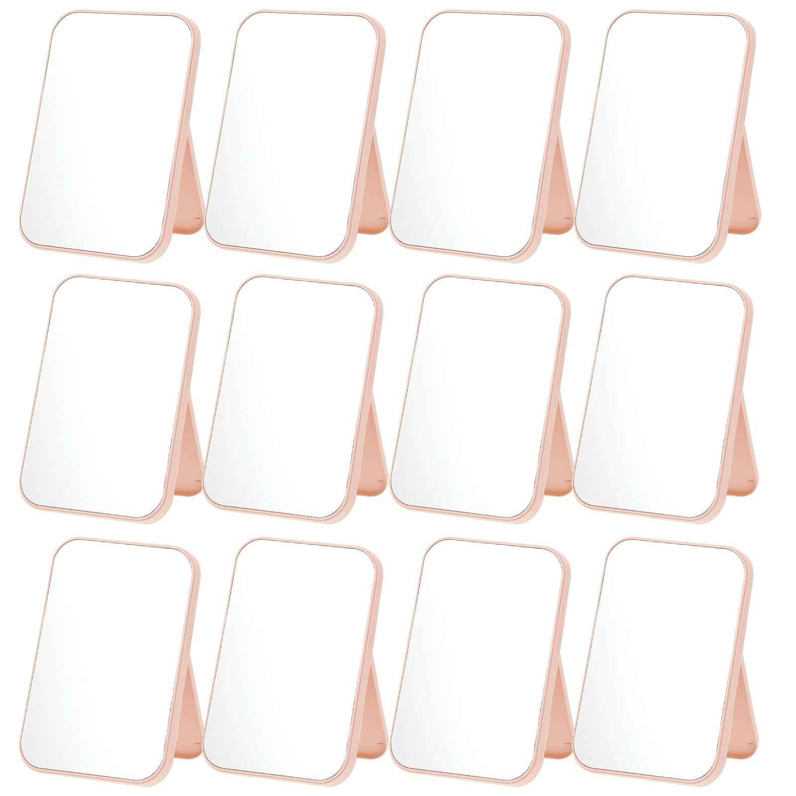 Rainmae 12 Pcs Spa Party Mirrors Spa Party Supplies for Girls, Pink Sleepover Accessory Favors Makeup Mirror for Sleepover Slumber Birthday Favors Gift